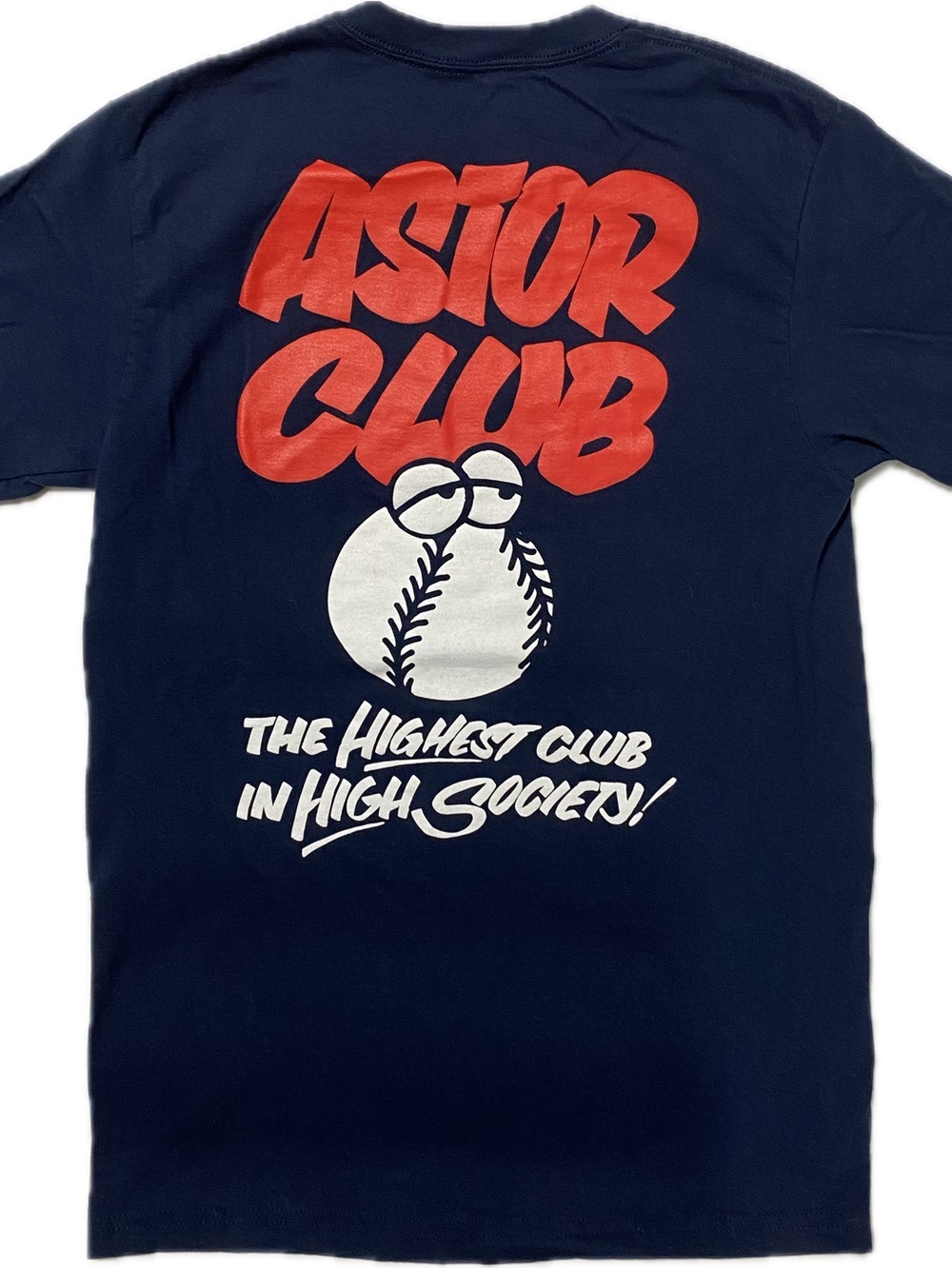 Neighborhood Navy Tee with Red ASTOR CLUB Graphic